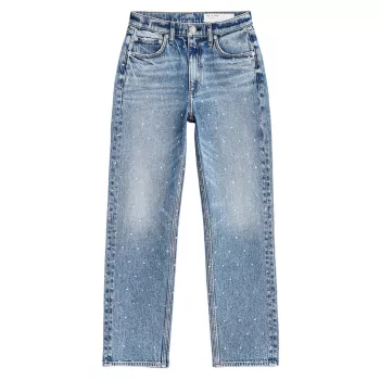 Прямые джинсы до щиколотки со средней посадкой и украшениями Harlow Rag & Bone