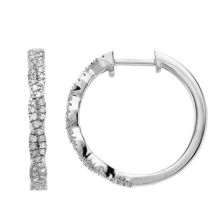 Стерлинговое серебро 1/4 карата T.W. Серьги-кольца Diamond Swirl Unbranded
