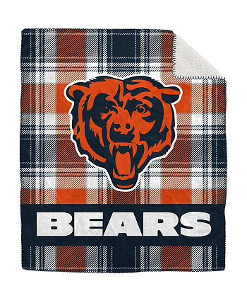 Плюшевое фланелевое одеяло Chicago Bears размером 50 x 60 дюймов в клетку Pegasus Home Fashions