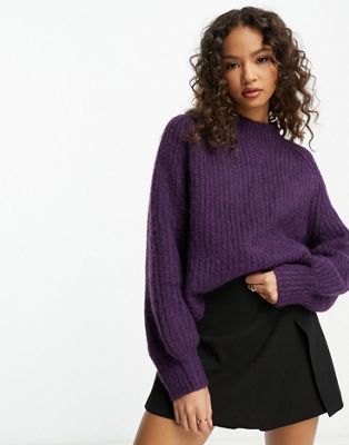 Темно-фиолетовый вязаный свитер крупной вязки Urban Revivo Urban Revivo