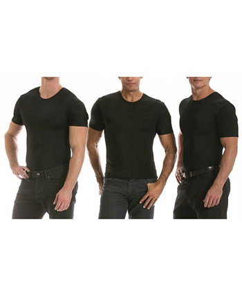 Insta Slim Men's 3 Pack Compression Short Sleeve Crew-Neck T-Shirts Instaslim