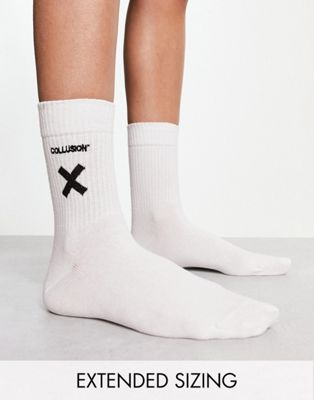 Белые носки унисекс с логотипом COLLUSION Collusion