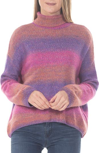 Пуловер с водолазкой в полоску с эффектом омбре RAIN AND ROSE