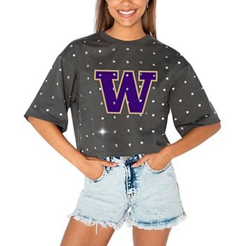 Women's Gameday Couture Gray Washington Huskies Go Time Rhinestone Crop T-Shirt Gameday Couture