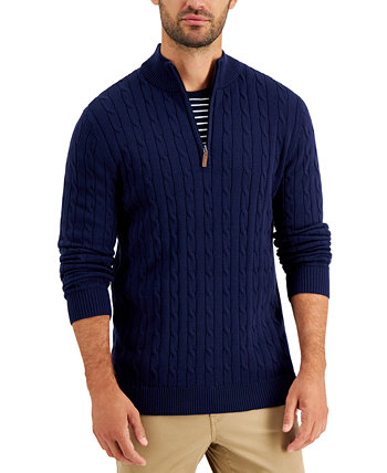 Мужской хлопковый вязаный свитер с застежкой-молнией, созданный для Macy's Club Room