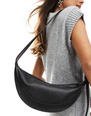 & Other Stories leather half moon cross body bag in black & Other Stories