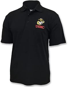 Armed Forces Gear Men's US Marine Corps Performance Polo - Official Licensed US Marine Corps Shirts for Men (Black) Armed Forces Gear