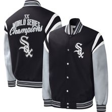 Men's G-III Sports by Carl Banks Black Chicago White Sox Title Holder Full-Snap Varsity Jacket In The Style