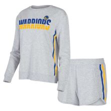 Women's Concepts Sport Gray Golden State Warriors Cedar Long Sleeve T-Shirt & Shorts Sleep Set Unbranded