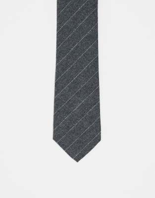 ASOS DESIGN tie with stripes in gray ASOS DESIGN