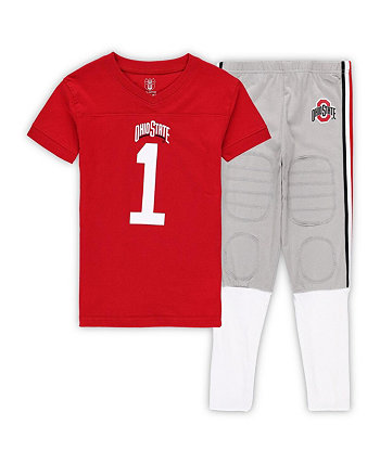 Футбольный пижамный комплект Scarlet Ohio State Buckeyes для мальчиков и девочек дошкольного возраста Wes & Willy