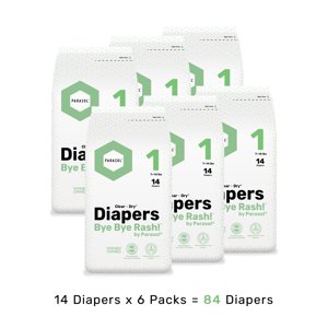 PARASOL Clear+Dry Disposable Diapers | RashShield Protection, Leakproof Design, Hypoallergenic | Size 1, (7-14 lbs) 84 Count Parasol