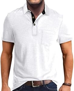 Men Polo Shirt Short Sleeve Casual Classic Cotton Summer Collar Shirts Button Solid Color Basic Polo T Shirt with Pocket Envmb