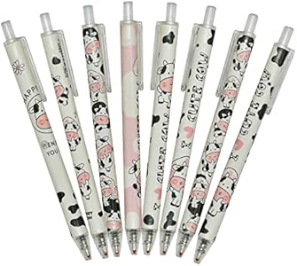 Maydahui 42 PCS Cute Milk Cow Gel Pen Cartoon Animal Pens Retractable Priting Pen Black Ink for Office Stationery School Office Supply Maydahui