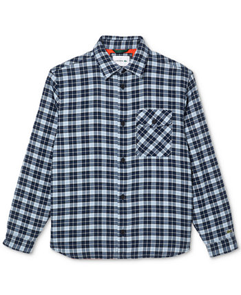 Men's Plaid Croc Embroidered Flannel Shirt Jacket Lacoste