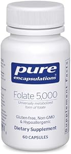 Pure Encapsulations - Folate 5,000 - Activated Vitamin B9 as 5-Methyltetrahydrofolate (5-MTHF) - 60 Capsules Pure Encapsulations