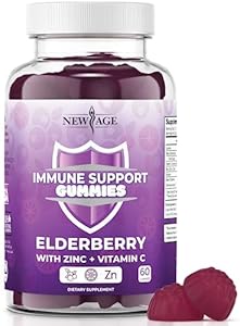 NEW AGE Immune System Support Gummies (Жевательные конфеты) - Sambucus Black Elderberry Gummies with Vitamin C and Zinc (Immune Support 60 Gummies) NEW AGE