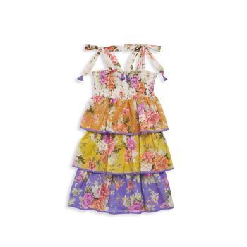 Маленькая девочка &amp;amp; Многоуровневое платье Pattie с присборенными гофрами для девочек Zimmermann Kids