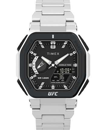 Мужские аналогово-цифровые часы UFC Colossus из нержавеющей стали серебристого цвета, 45 мм Timex