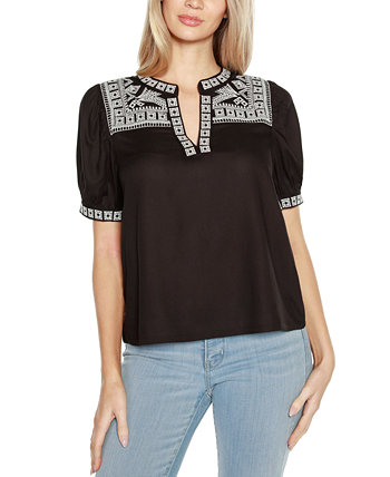 Women's Embroidered Boho Short Sleeve Top Belldini