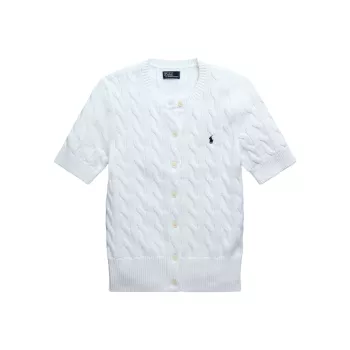 Cotton Cable-Knit Short-Sleeve Cardigan Polo Ralph Lauren