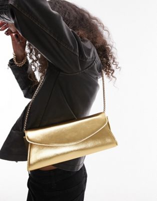 Золотая структурированная сумка через плечо Topshop Sadie TOPSHOP