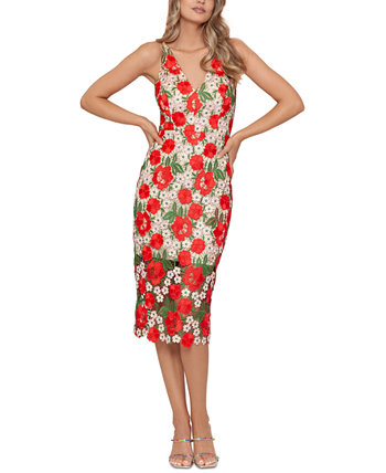 Женское кружевное облегающее платье с цветочным принтом XSCAPE