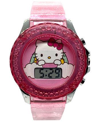 Цифровые часы Kid's Hello Kitty с розовым силиконовым ремешком, 34 мм ACCUTIME