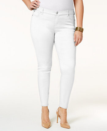 Модные цветные джинсы скинни больших размеров с эффектом потертости Celebrity Pink