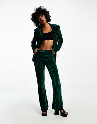 Бархатные брюки с разрезом спереди Extro & Vert изумрудно-зеленого цвета — часть комплекта Extro & Vert