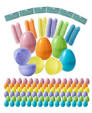 90 упаковок пасхальных пластиковых наполняемых яиц высотой 2,25 дюйма, 6 цветов, по 15 штук каждого Glitzhome