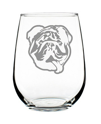 Подарки для собак English Bulldog Face, без бокала для вина, 17 унций Bevvee