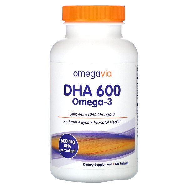 DHA 600, Омега-3 - 600 мг - 120 мягких капсул - OmegaVia OmegaVia