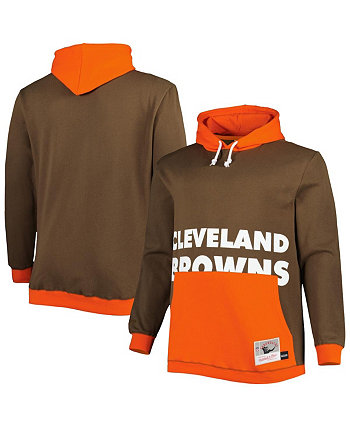 Мужской коричневый, оранжевый пуловер с капюшоном Cleveland Browns Big and Tall Big Face Mitchell & Ness