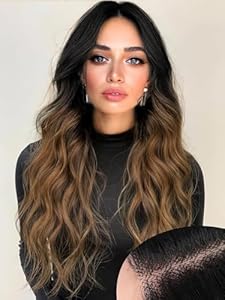 AISI HAIR Auburn Wigs for Women, Long Wavy Lace Hairline Wig, Middle Part Synthetic Heat Resistant Wig for Daily Party AISI HAIR