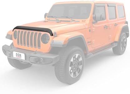 EGR 305255 SuperGuard Matte Black Acrylic Hood Shield Compatible with Select 2018-2025 Jeep Wrangler JL & Gladiator JT - Durable Vehicle Protection Egr