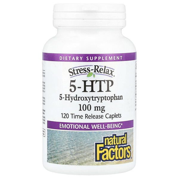 Stress-Relax, 5-HTP, 100 мг, 120 таблеток с замедленным высвобождением - Natural Factors Natural Factors