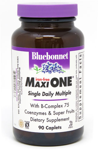 Bluebonnet Nutrition Maxi One® Цельнопищевая комплексная диета без железа -- 90 растительных капсул Bluebonnet Nutrition
