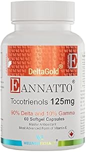 Eannatto Tocotrienols Deltagold Vitamin E Supplements Softgels (Мягкие капсулы), Tocopherol Free, Supports Immune Health, Non-GMO, Gluten Free & Antioxidant (125 MG 30 Softgels). WELLNESS EXTRACT