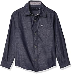 Calvin Klein Boys' Long Sleeve Woven Button-Down Shirt Calvin Klein