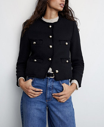 Women's Long Sleeve Pocket Tweed Jacket MANGO