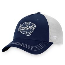 Женская регулируемая кепка Fanatics темно-синего/белого цвета с логотипом Washington Capitals Fundamental Trucker Fanatics