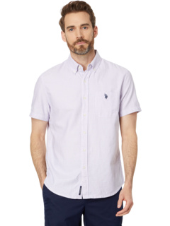 Рубашка из хлопчатобумажной ткани квадратного плетения с коротким рукавом и 1 карманом классического кроя U.S. POLO ASSN.