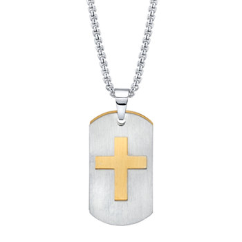 Ожерелье с крестом в виде двойной метки из нержавеющей стали, 24 " He Rocks