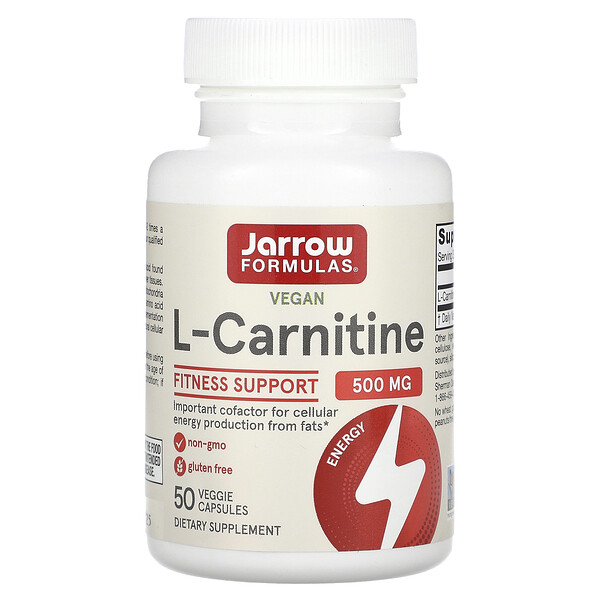 L-Карнитин - 500 мг - 50 растительных капсул - Jarrow Formulas Jarrow Formulas
