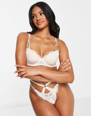 We Are We Wear nylon blend padded plunge bra with hardwear detail in white - WHITE We Are We Wear