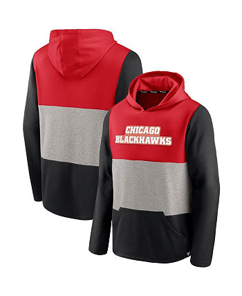 Мужская фирменная красно-черная толстовка с капюшоном Chicago Blackhawks Prep Color Block Pullover Fanatics