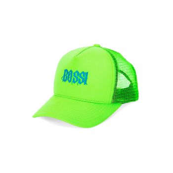 Неоново-зеленая шляпа дальнобойщика Bossi
