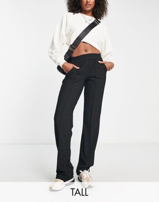 Черные прямые брюки с эластичной талией Only Tall ONLY