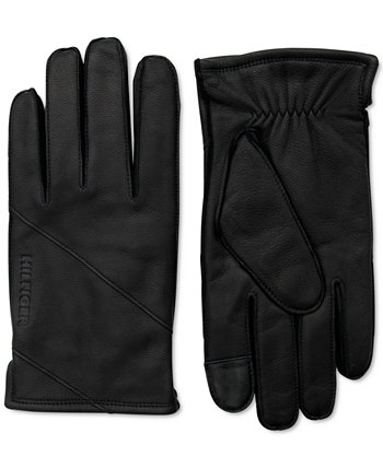 Мужские кожаные перчатки в диагональную полоску Tommy Hilfiger